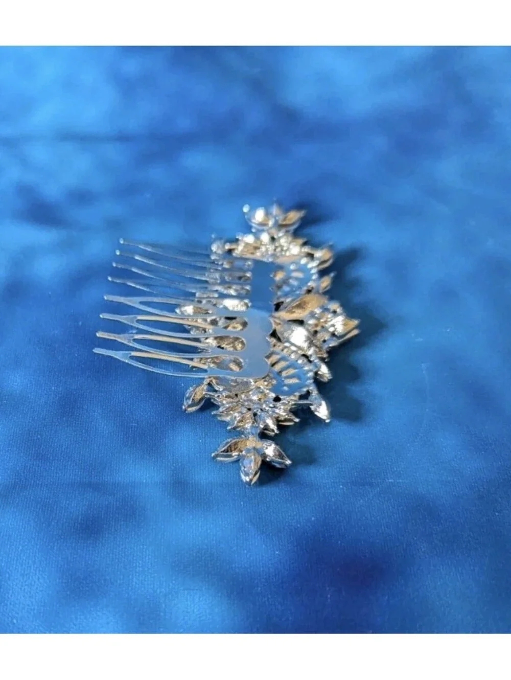 Silver Tone Crystal Design Hair Comb Accessory Wedding Formal Cosplay OSFM NIB